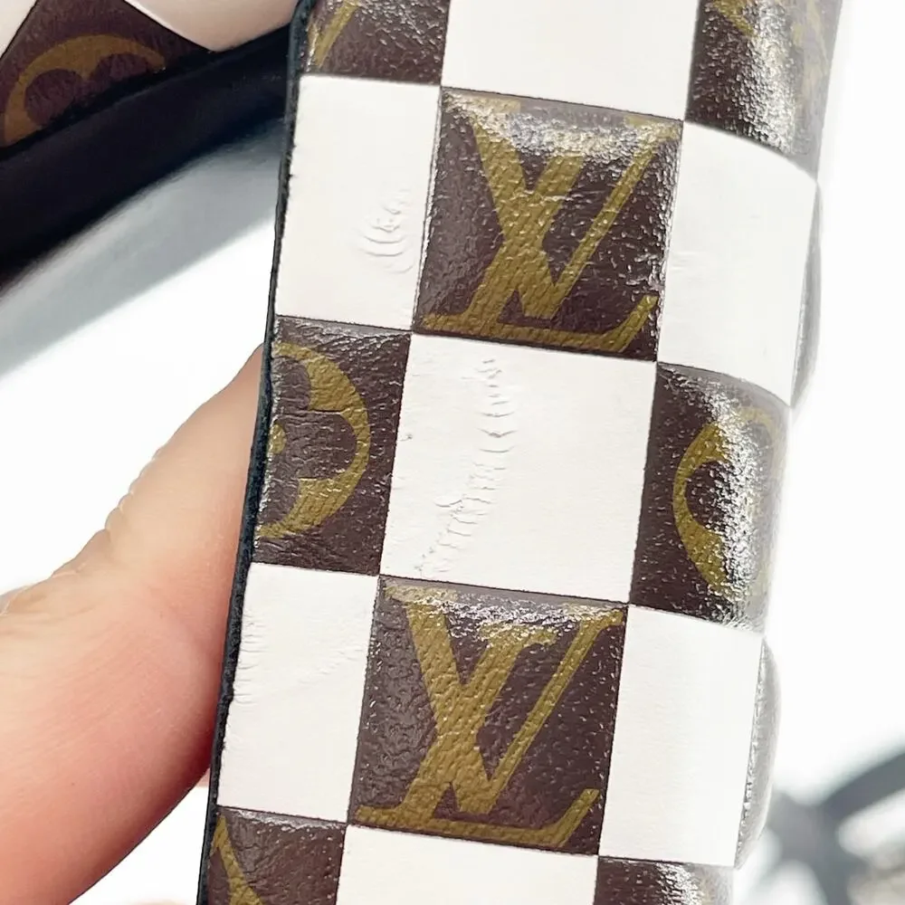 Louis Vuitton Black Monogram Damier Tressage Matchmake Check Heel Sandals EU 37